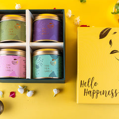 The Tea Shelf Hello Happiness - Tea Gift Box | Pack of 4 | 30 Grams Each