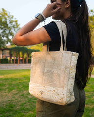 Ecokari Hemp tote bag | beige & white