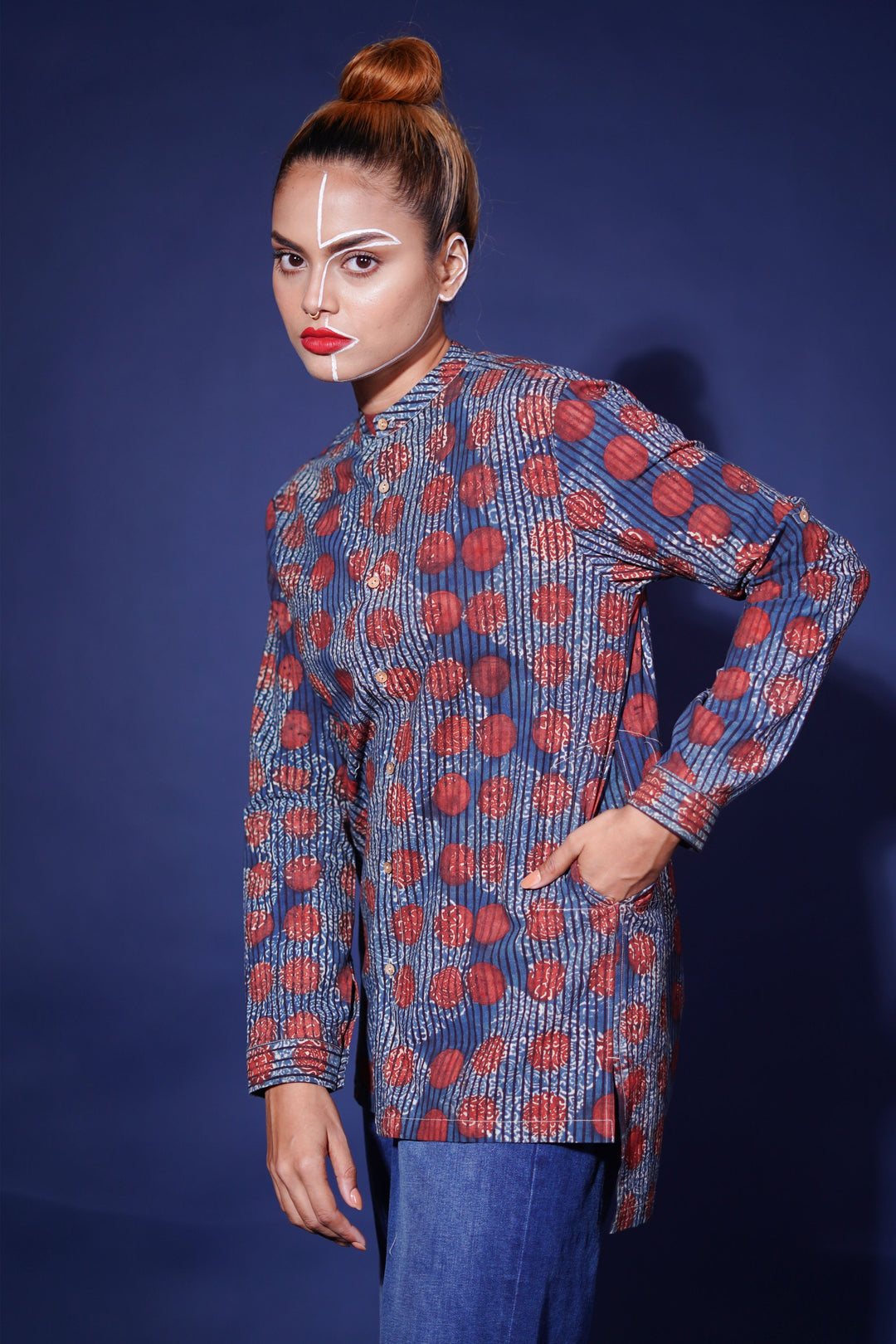 Hand block printed Allover reliable shirt for women