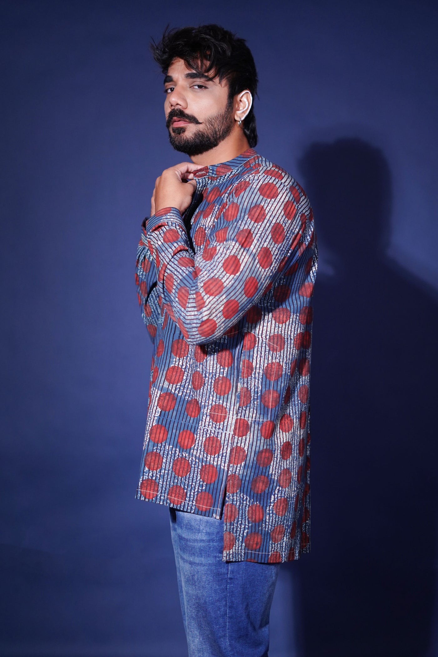 Hand block printed Allover Reliable shirt for Men