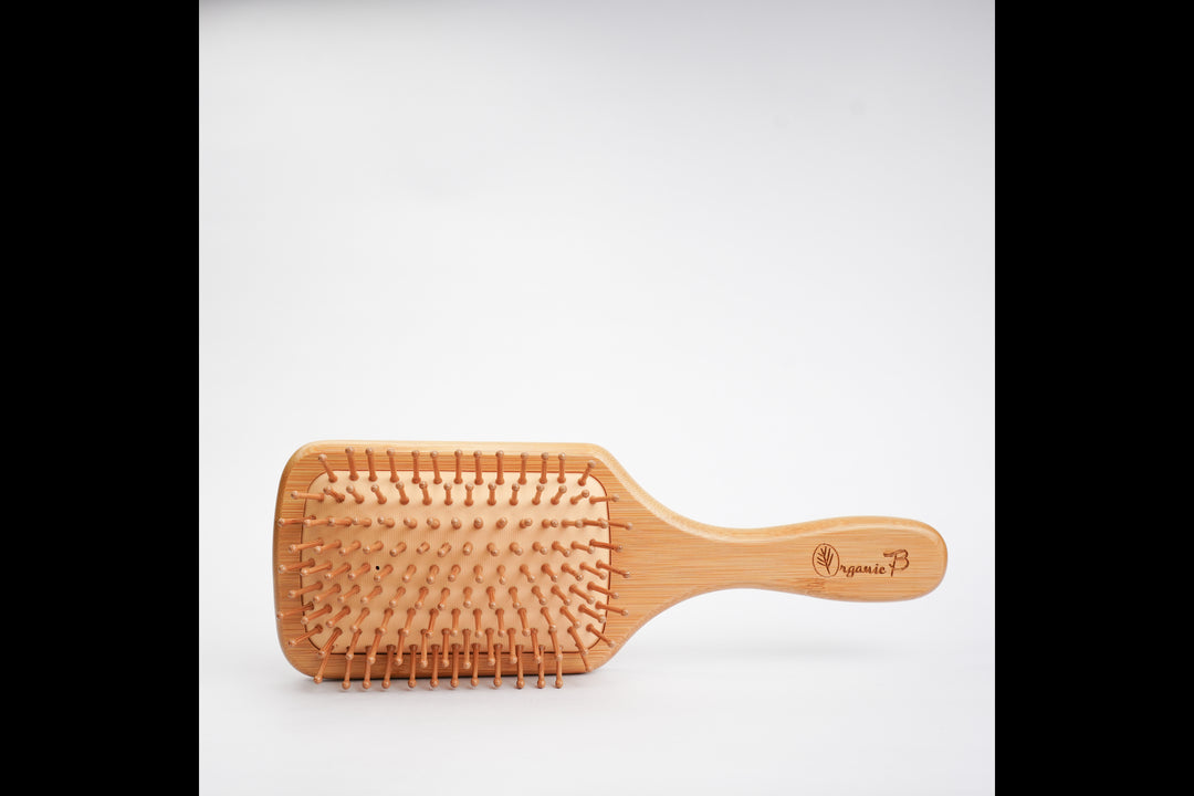 Organic B Rectangular Paddle Hairbrush |Solid Bamboo |Large
