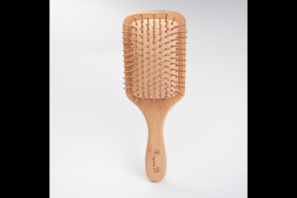 Organic B Rectangular Paddle Hairbrush |Solid Bamboo |Large