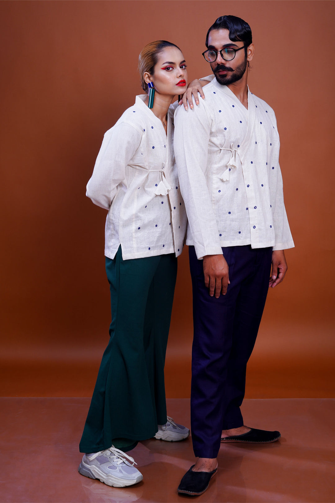 Kala cotton mirror work mughal shirt for men