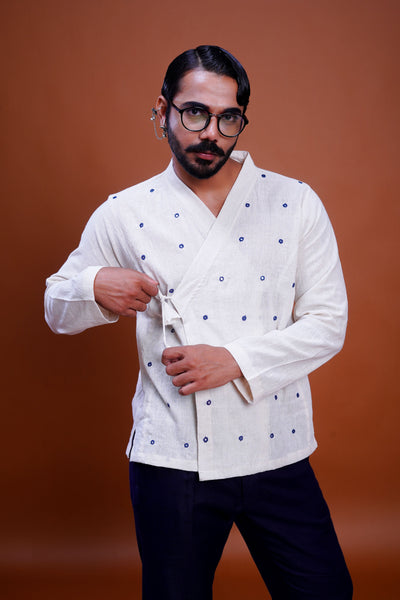 Kala cotton mirror work mughal shirt for men