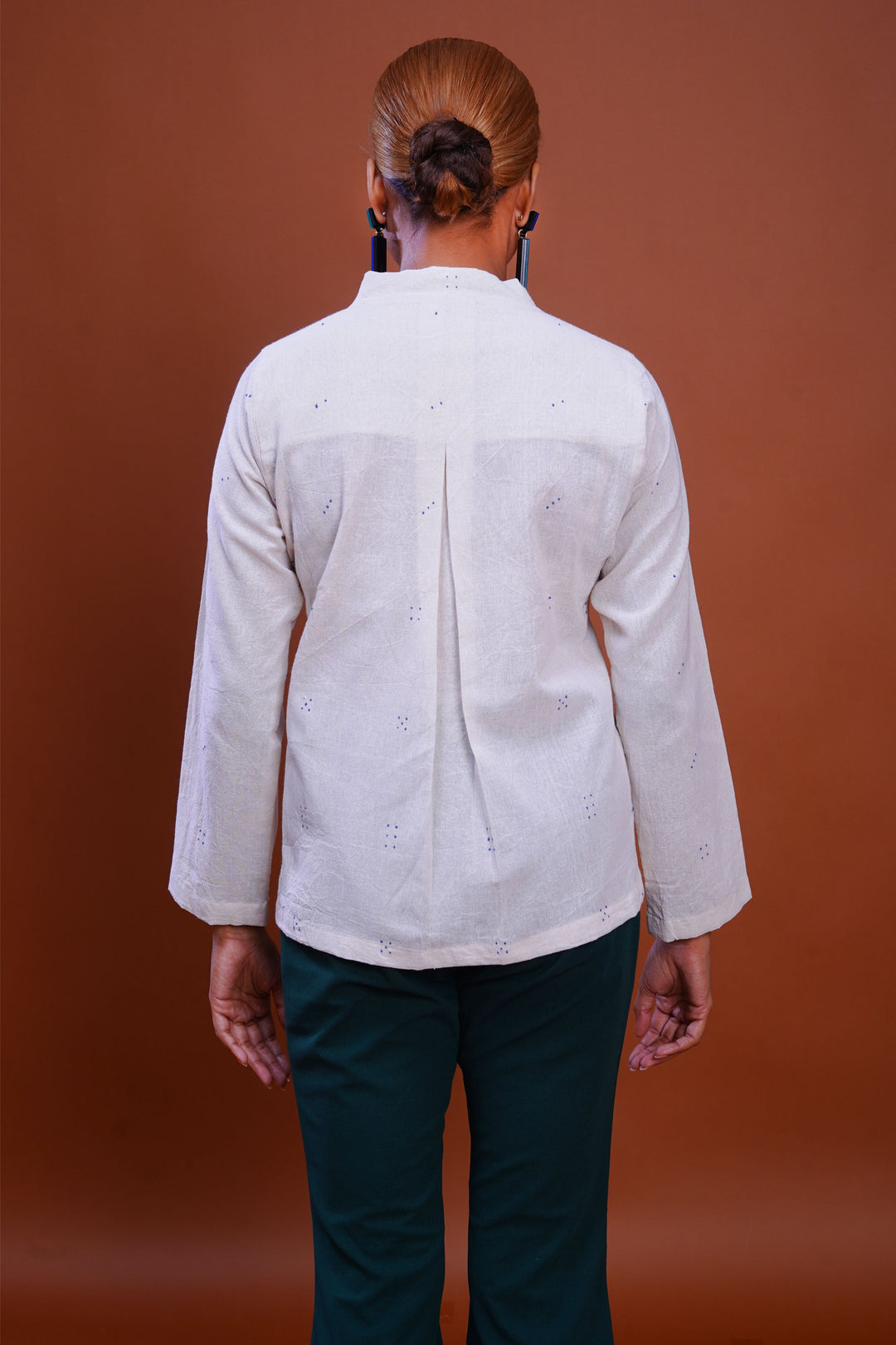 Tangaliya dice Mughal shirt white for women