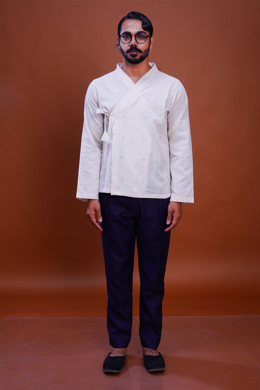 Tangaliya dice Mughal shirt white for men