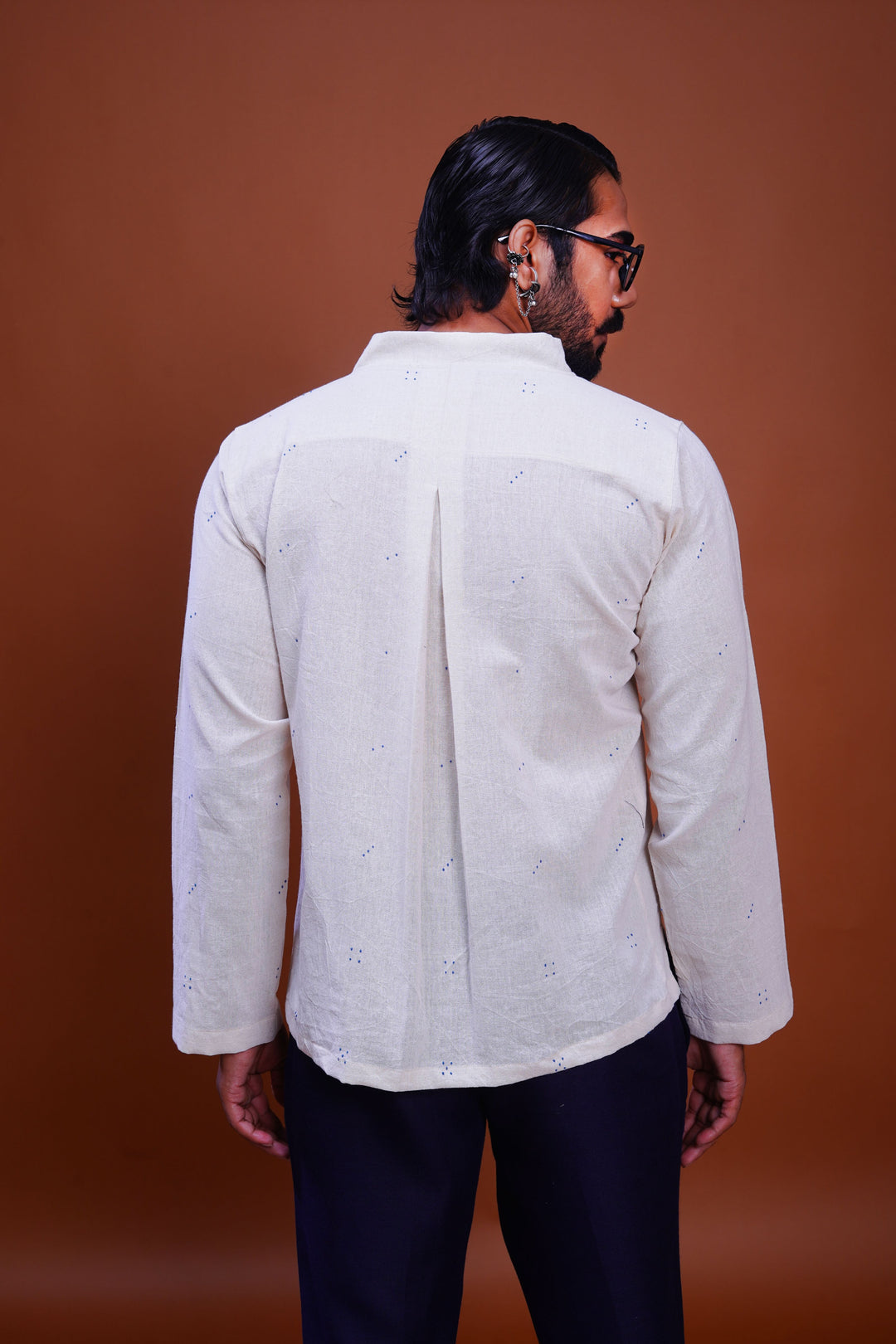 Tangaliya dice Mughal shirt white for men