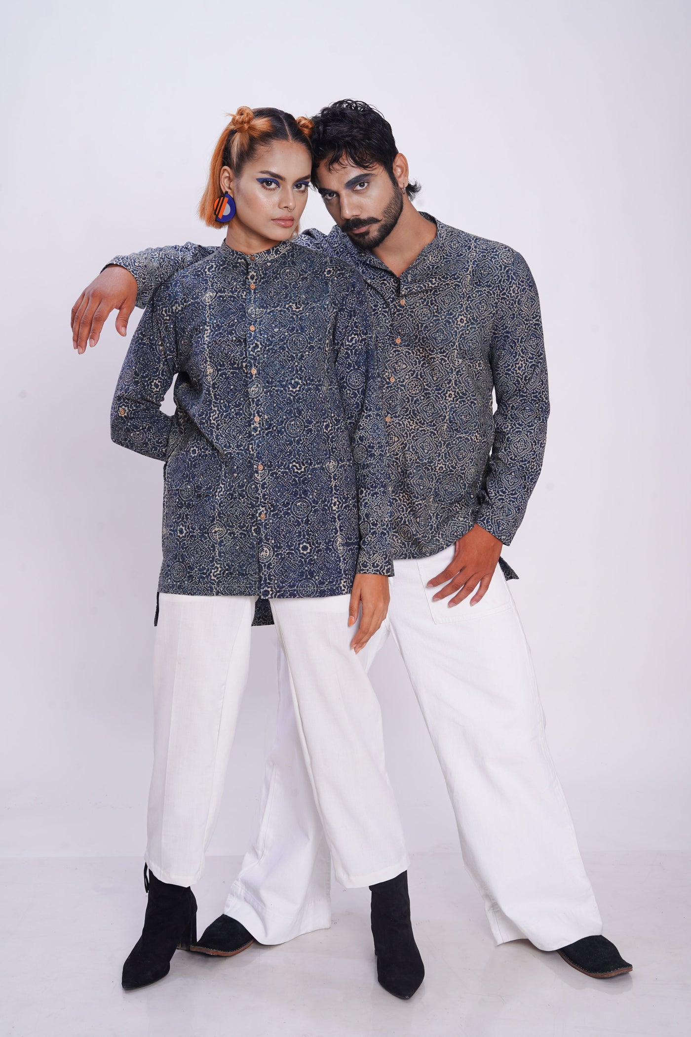 Hand block printed silver lining reliable shirt for women