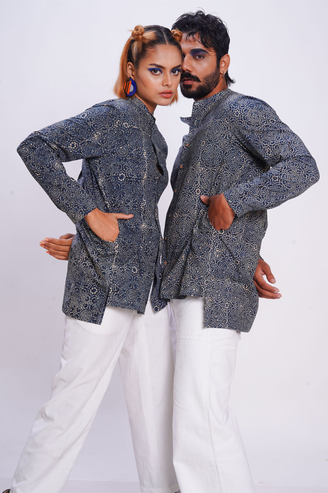 Hand block printed silver lining reliable shirt for women