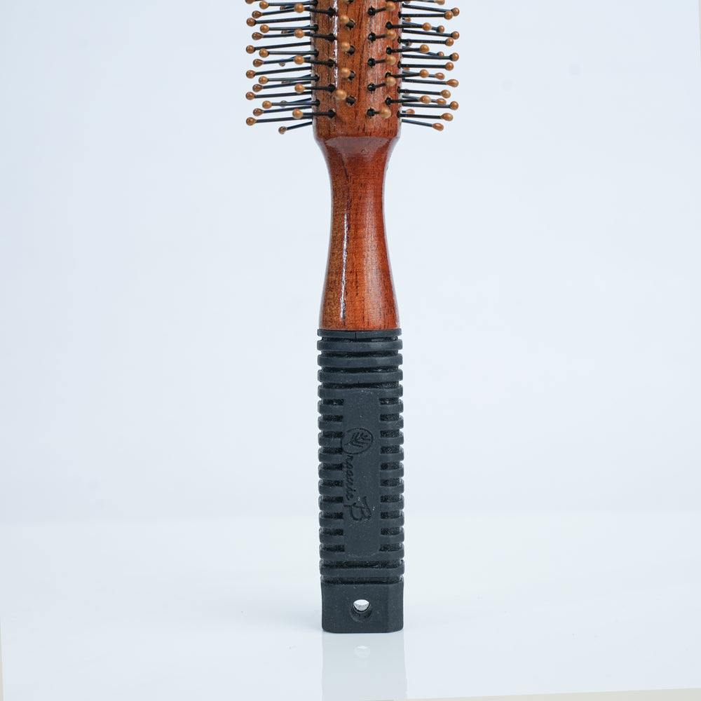 Organic B Wooden Hair Roller Brush|Rubber Handle| Nylon Droplet Bristles