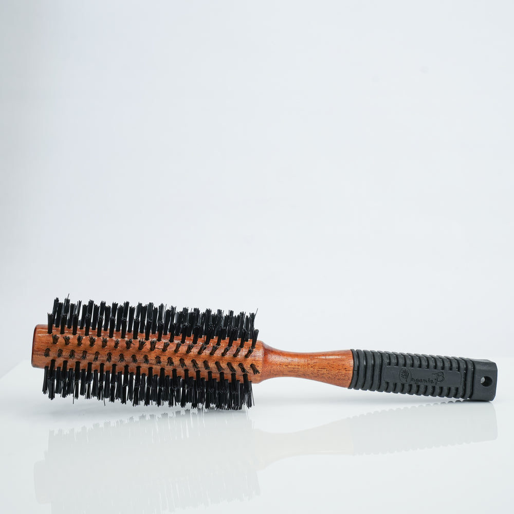 Organic B Wooden Hair Roller Brush|Rubber Handle| Fine Bristles
