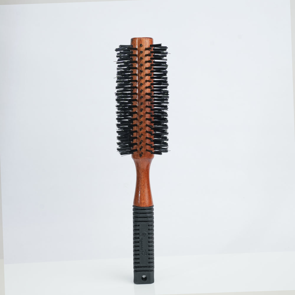 Organic B Wooden Hair Roller Brush|Rubber Handle| Fine Bristles
