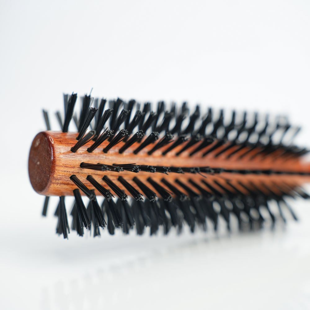 Organic B Wooden Hair Roller Brush|Rubber Handle| Fine Bristles