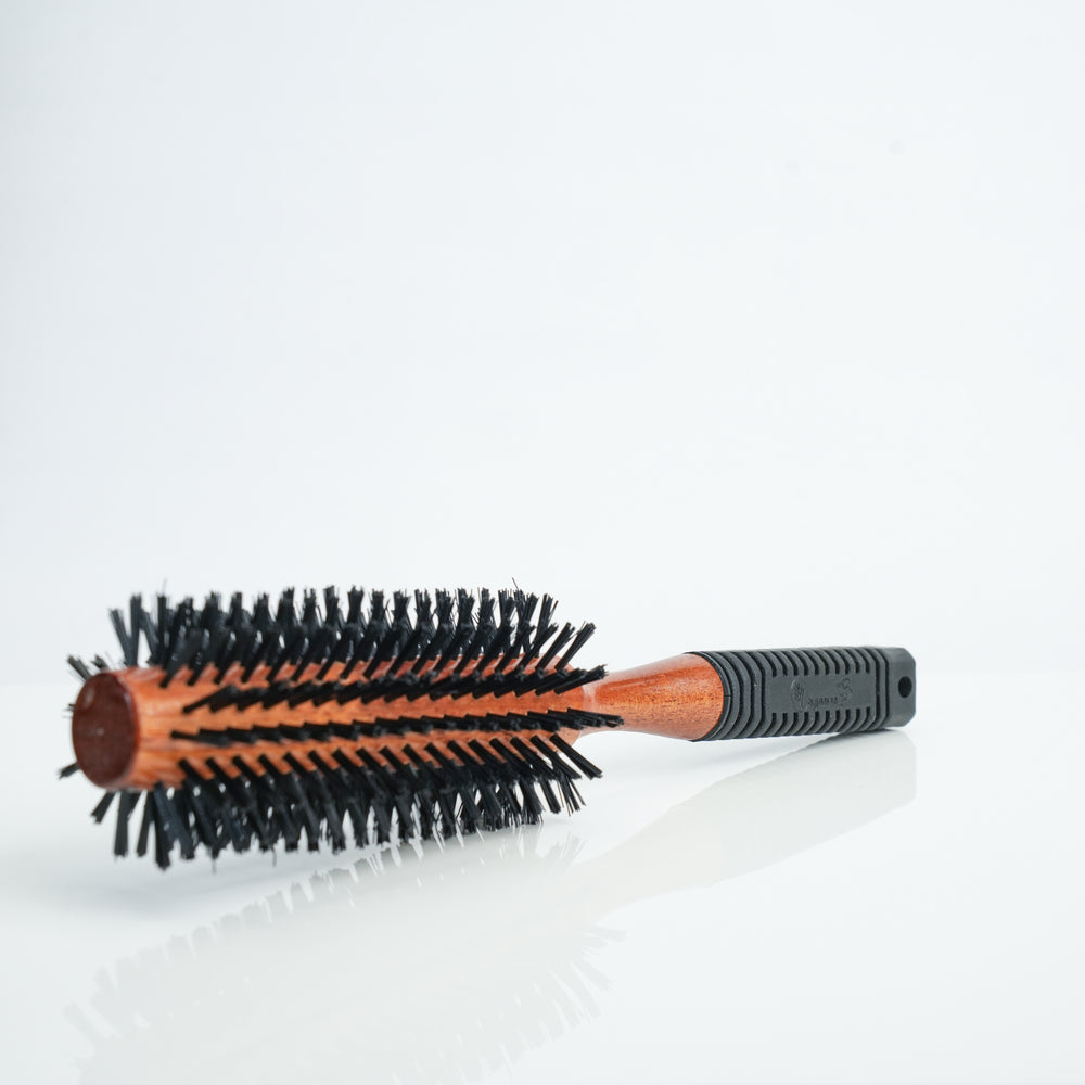 Organic B Wooden Hair Roller Brush|Rubber Handle| Fine Bristles