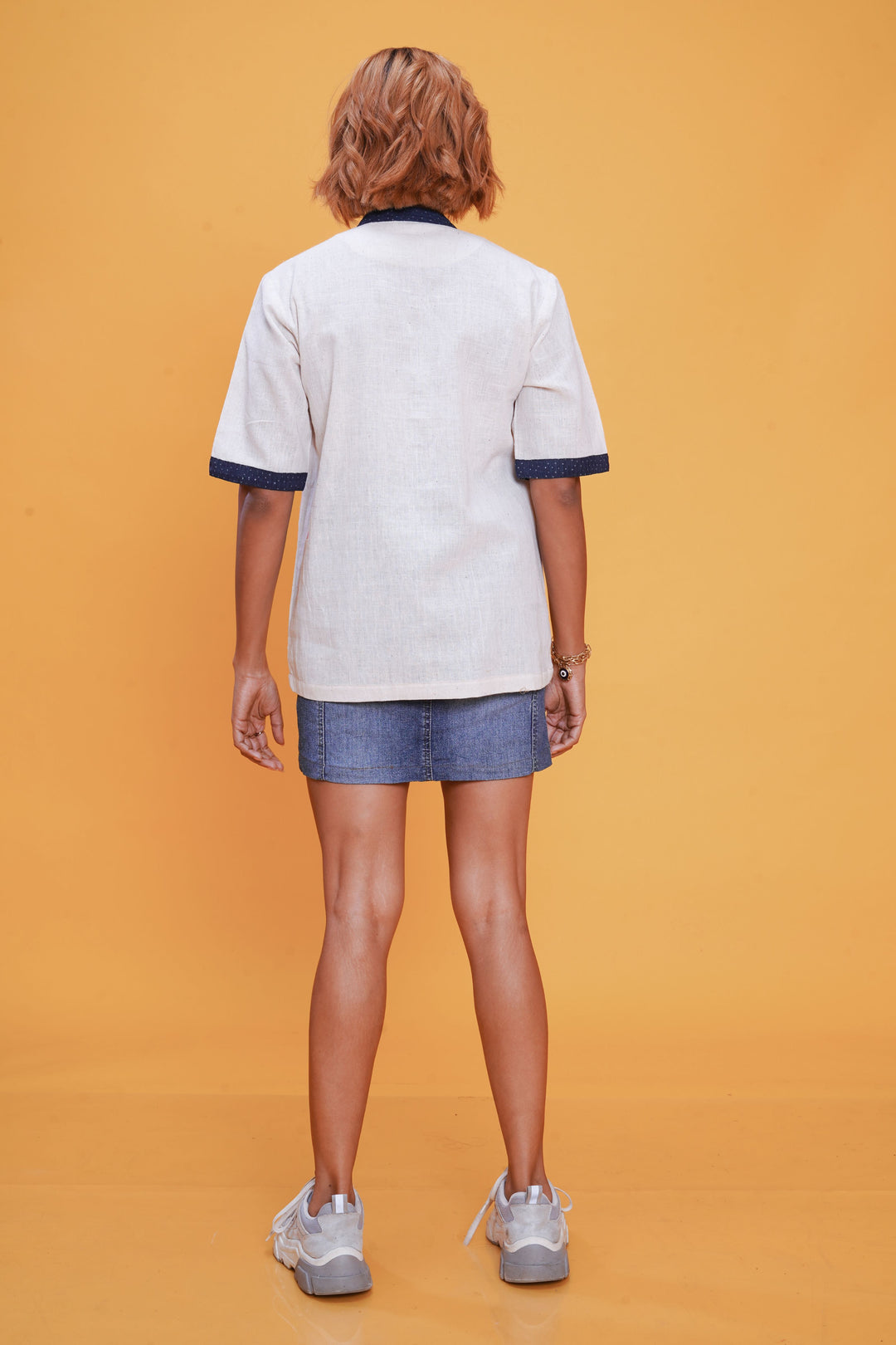 Kala cotton indigo bunkar t-shirt for women