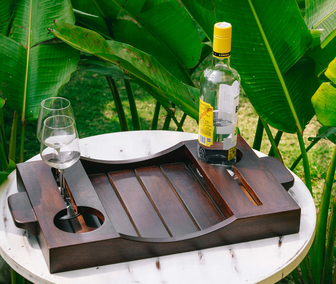 Araana Home Aakar Dhaari Wine Tray With Bottle Holders