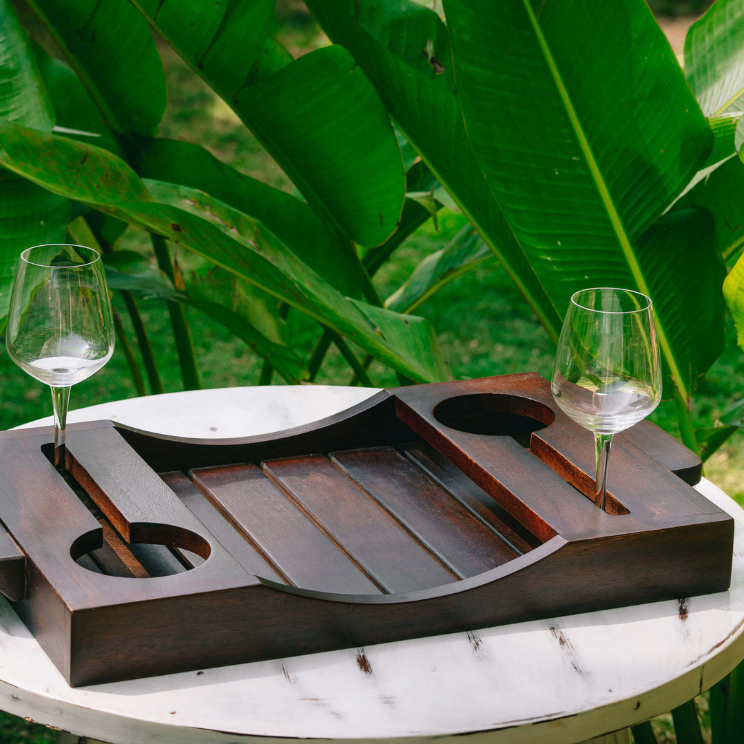 Araana Home Aakar Dhaari Wine Tray With Bottle Holders