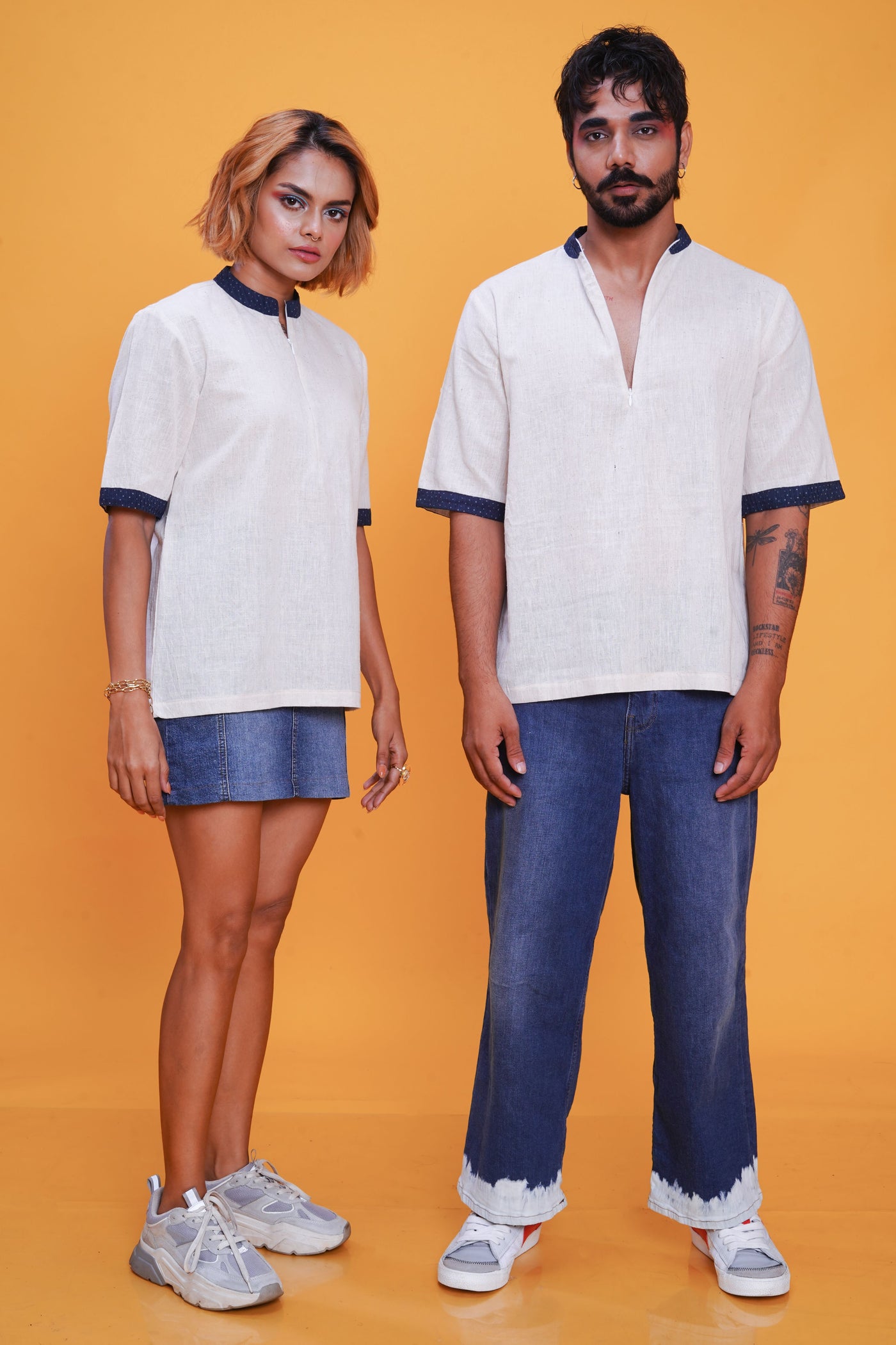 Kala cotton indigo bunkar t-shirt for women