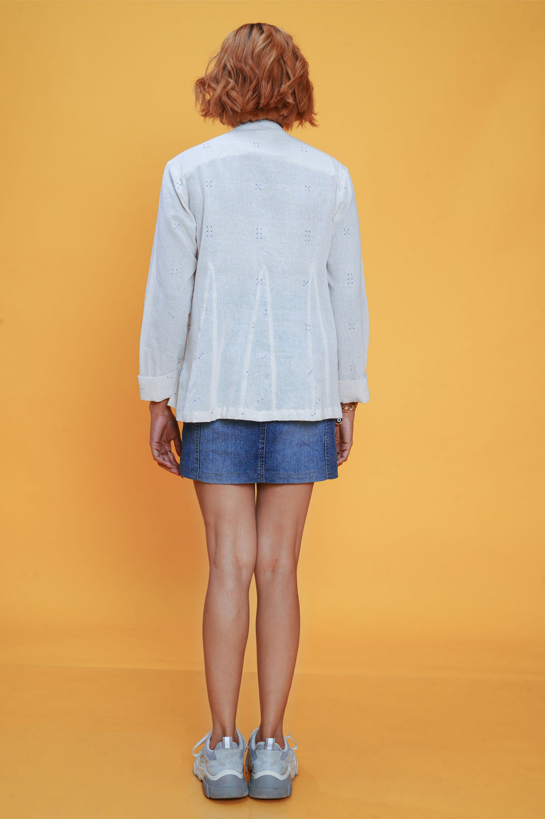 Tangaliya dice Angrezi shirt white for women