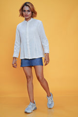 Tangaliya dice Angrezi shirt white for women