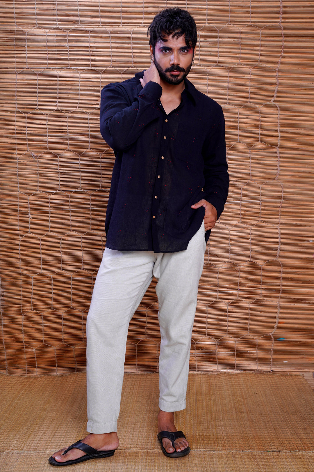 Tangaliya Black Dice Everywhere Shirt For Men