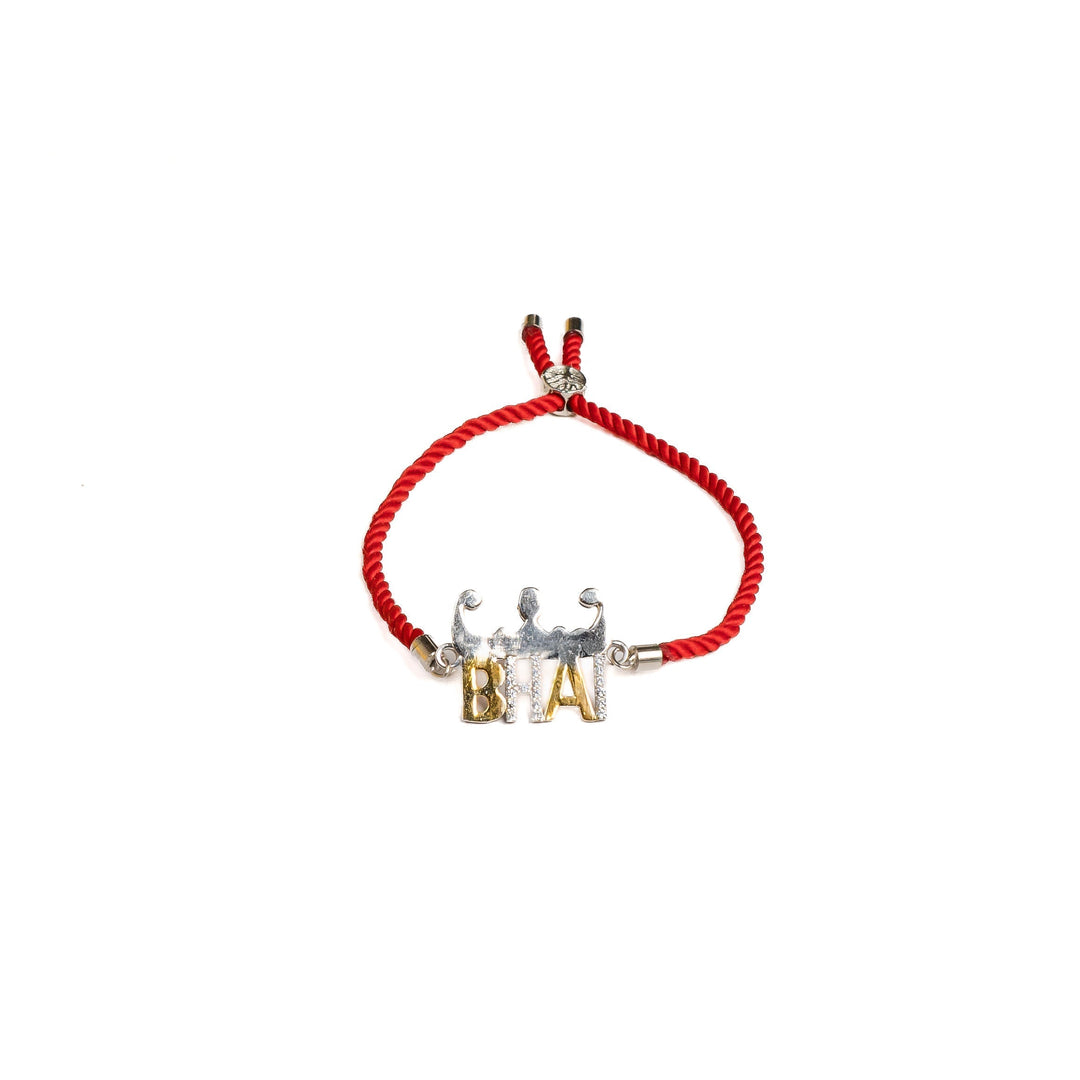 Diamond By Tilesh Sterling Silver Bhai Rakhi – Fun Brother Charm with Bold Red Thread
