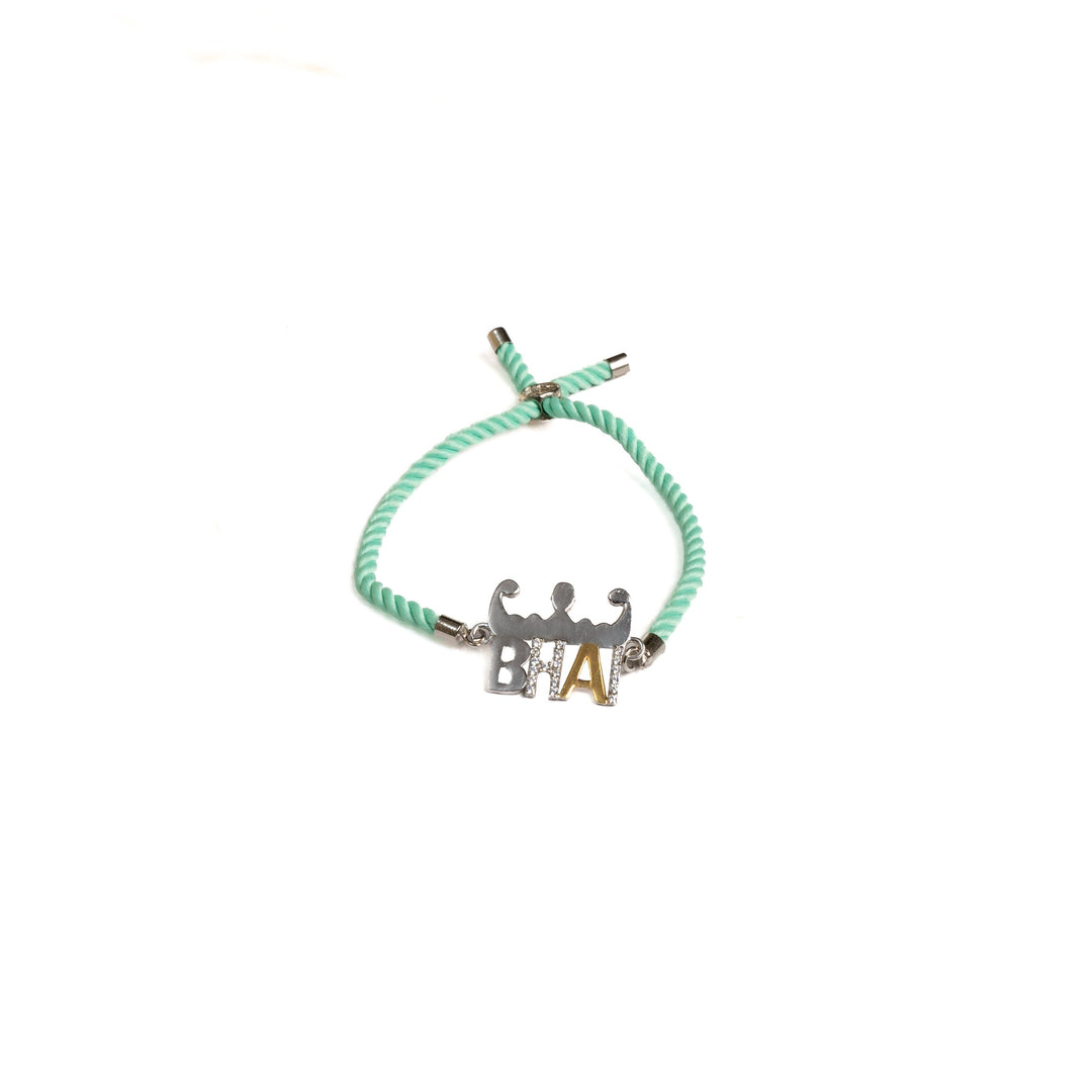 Diamond By Tilesh Sterling Silver Bhai Rakhi – Playful Brother Bond Design with Aqua Thread