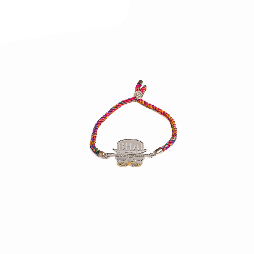 Diamond By Tilesh Silver Bhai Rakhi with Hat & Specs Motif