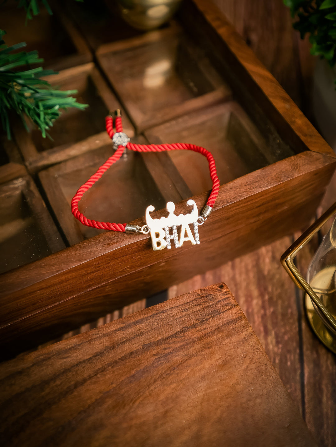 Diamond By Tilesh Sterling Silver Bhai Rakhi – Fun Brother Charm with Bold Red Thread