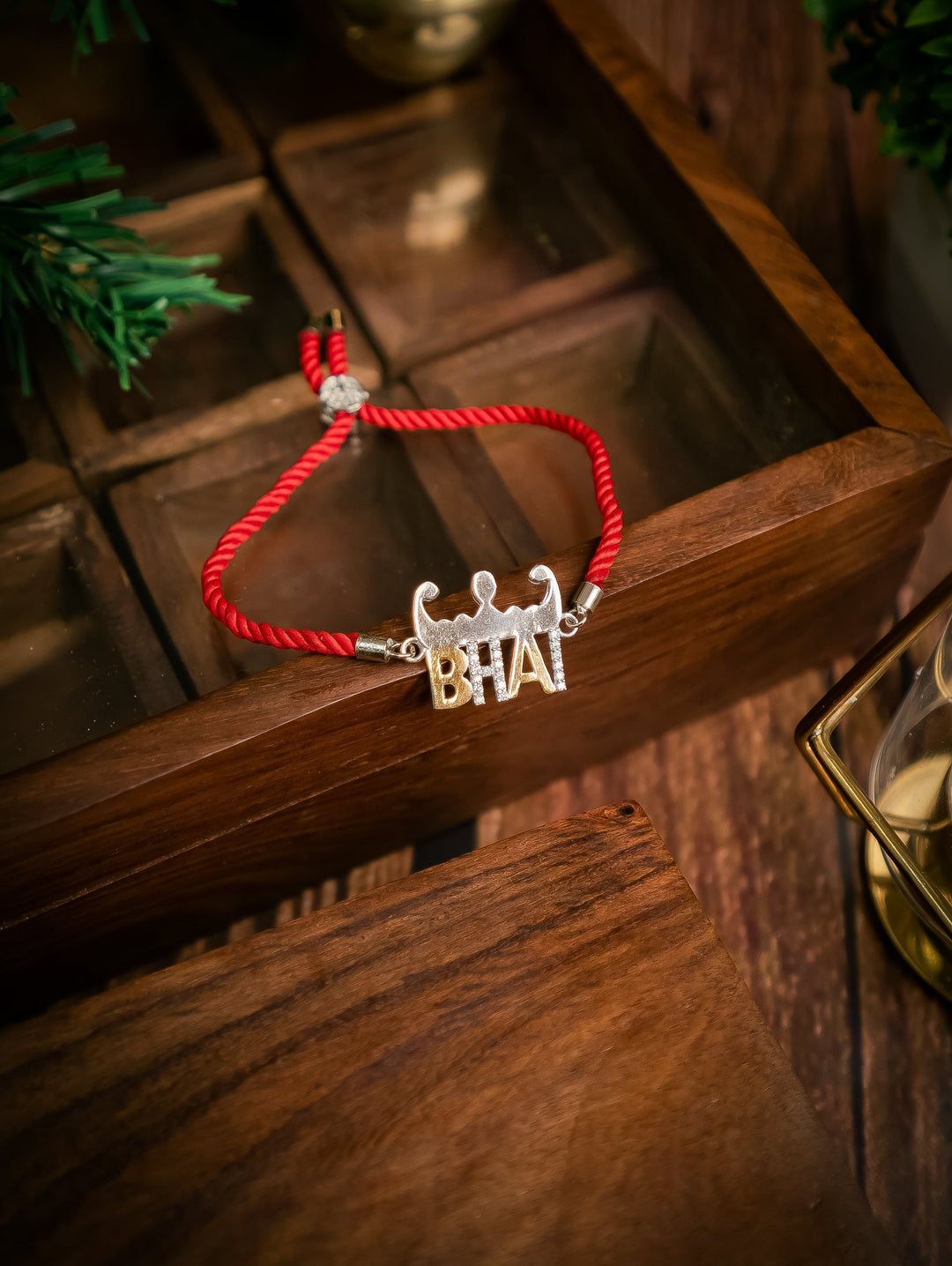 Diamond By Tilesh Sterling Silver Bhai Rakhi – Fun Brother Charm with Bold Red Thread