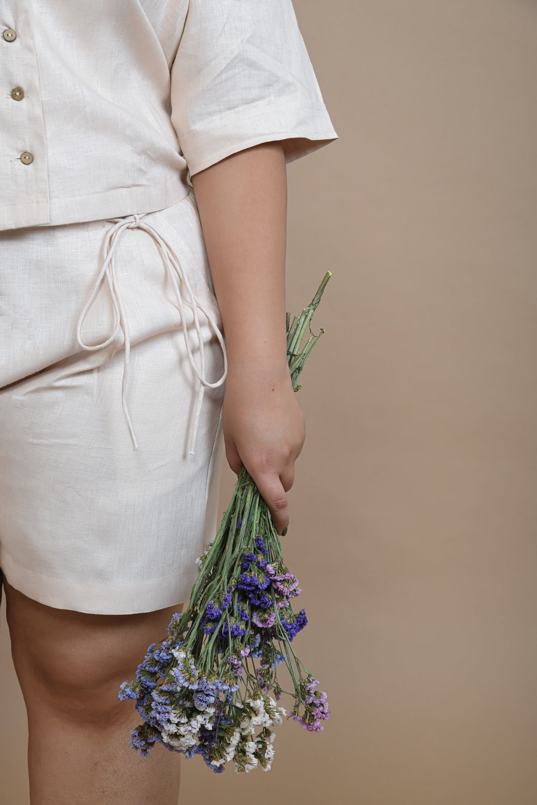 Pravaah Peach Hemp Shorts | Side Strings for a Versatile Look