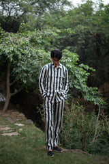 The Terra Tribe Black Linen Stripe Serenity Pants for Men