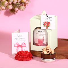 Mo's Bakery Valentines Day Blue Gift Box with Raspberry Cookies, Rose Flower Candle & Customisable Card | Healthy Valentines Day Gift