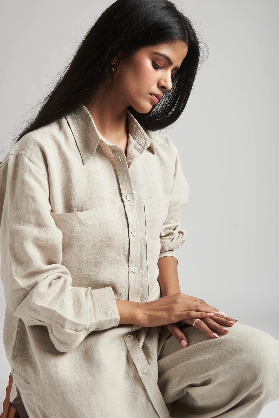Linen Oversized Pocket Shirt