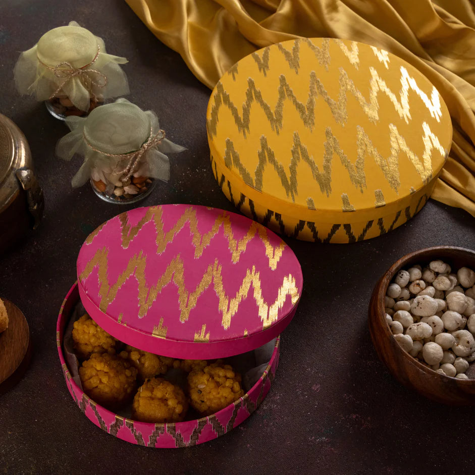 Ikat Round Gift Boxes (Set of 2)