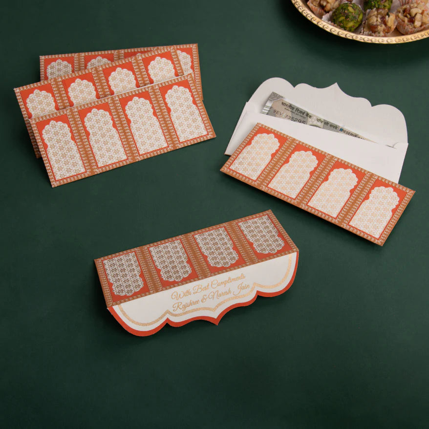 Jharokha Orange Money Envelope - 10 pc