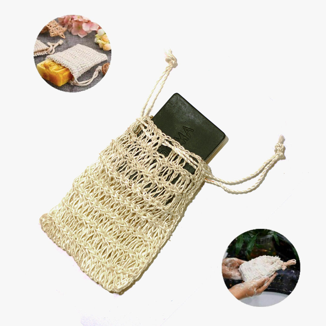 Geosmin Reusable soap savers pouch with pure sisal fibre net (pack of 2)