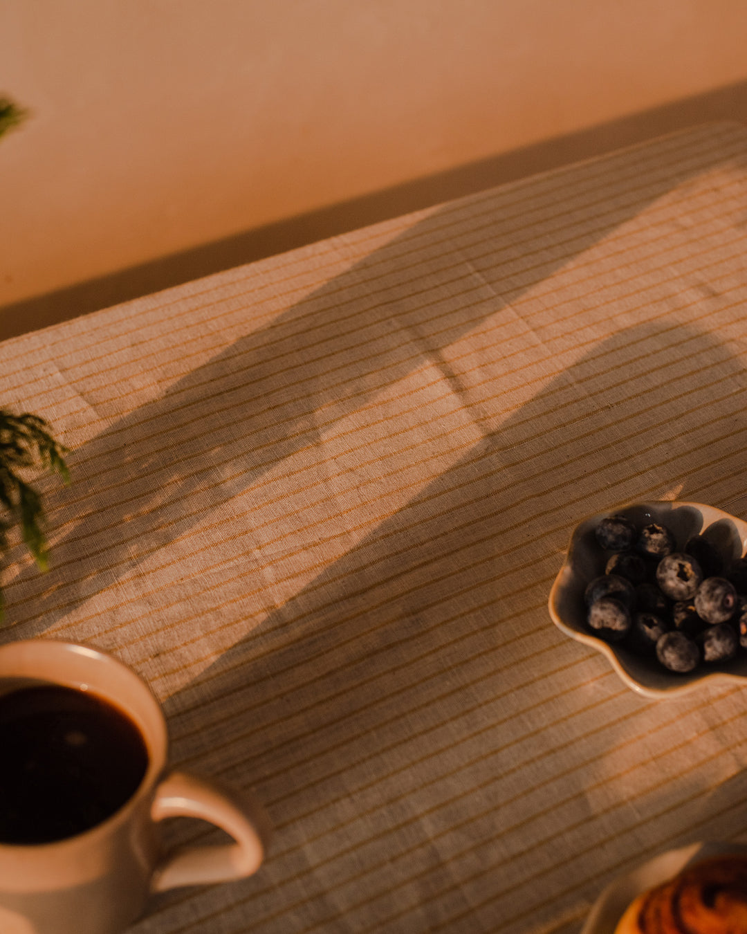 Little Bit  Of heaven Yellow stripes khadi cotton and lace table cloth