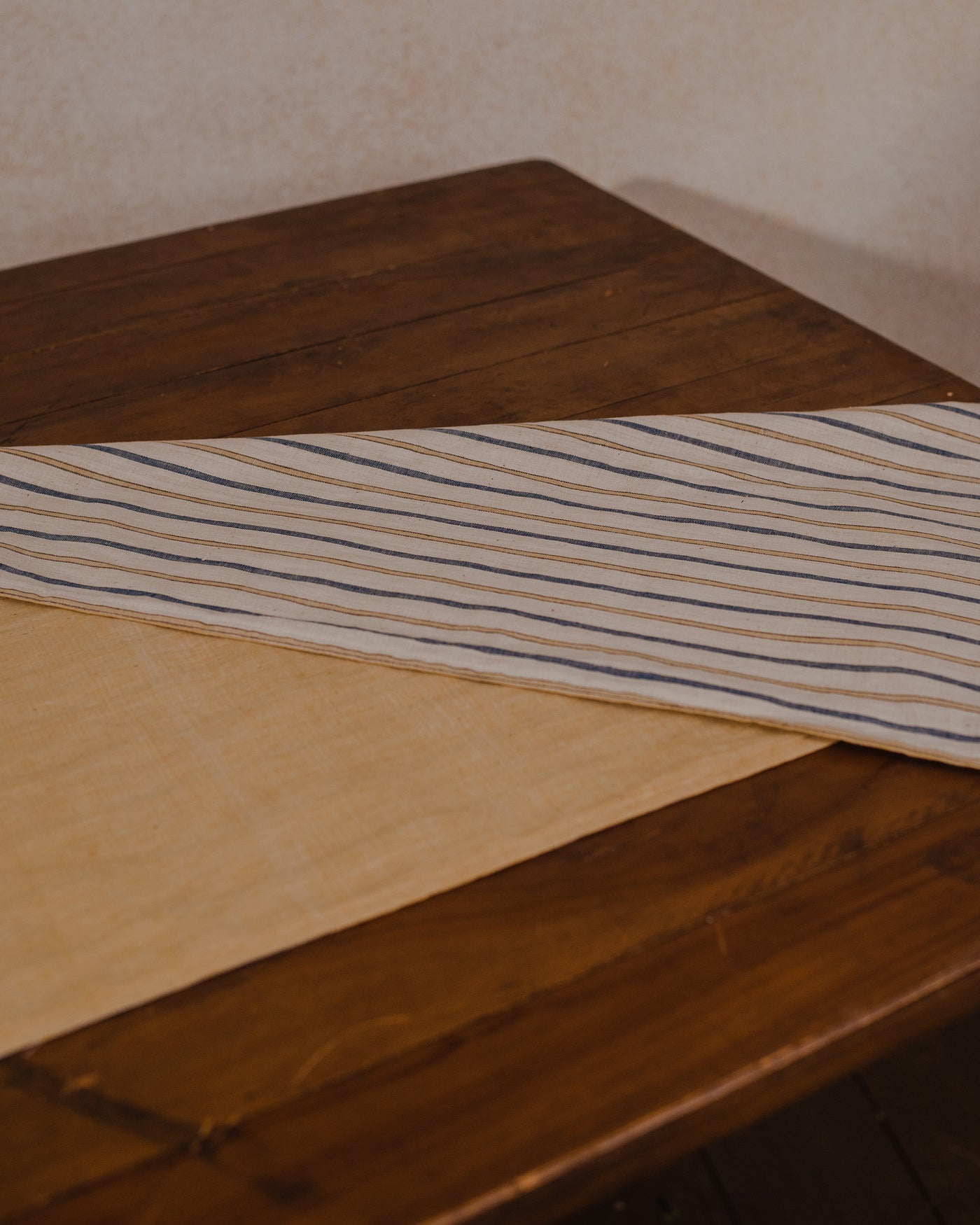 Yellow reversible khadi cotton table runner