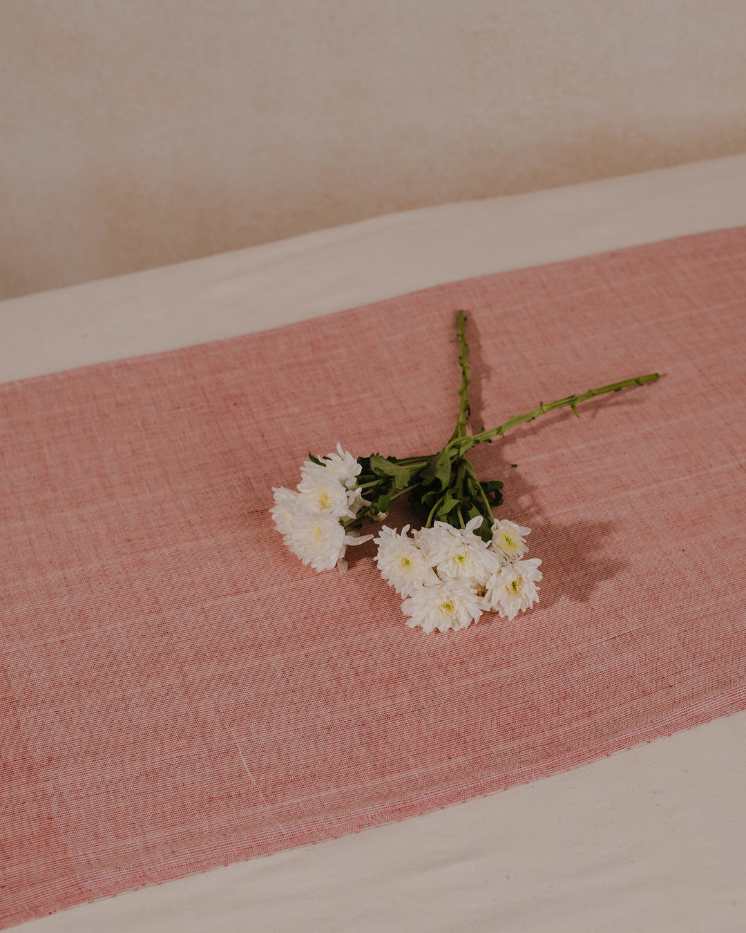Little Bit  Of heaven Pink reversible khadi cotton table runner
