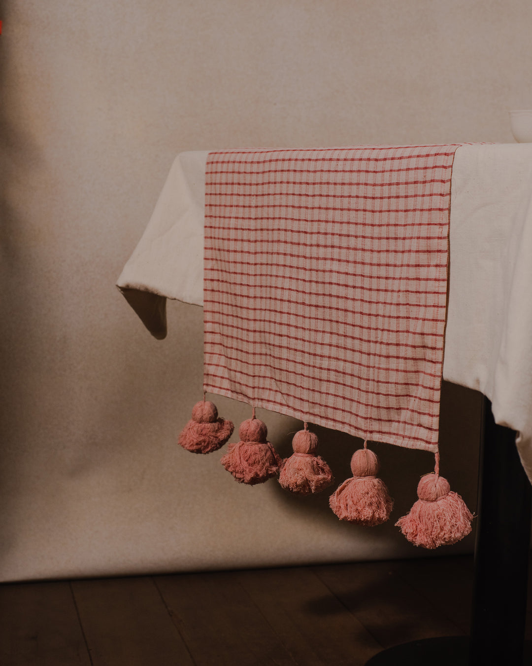 Little Bit  Of heaven Pink reversible khadi cotton table runner