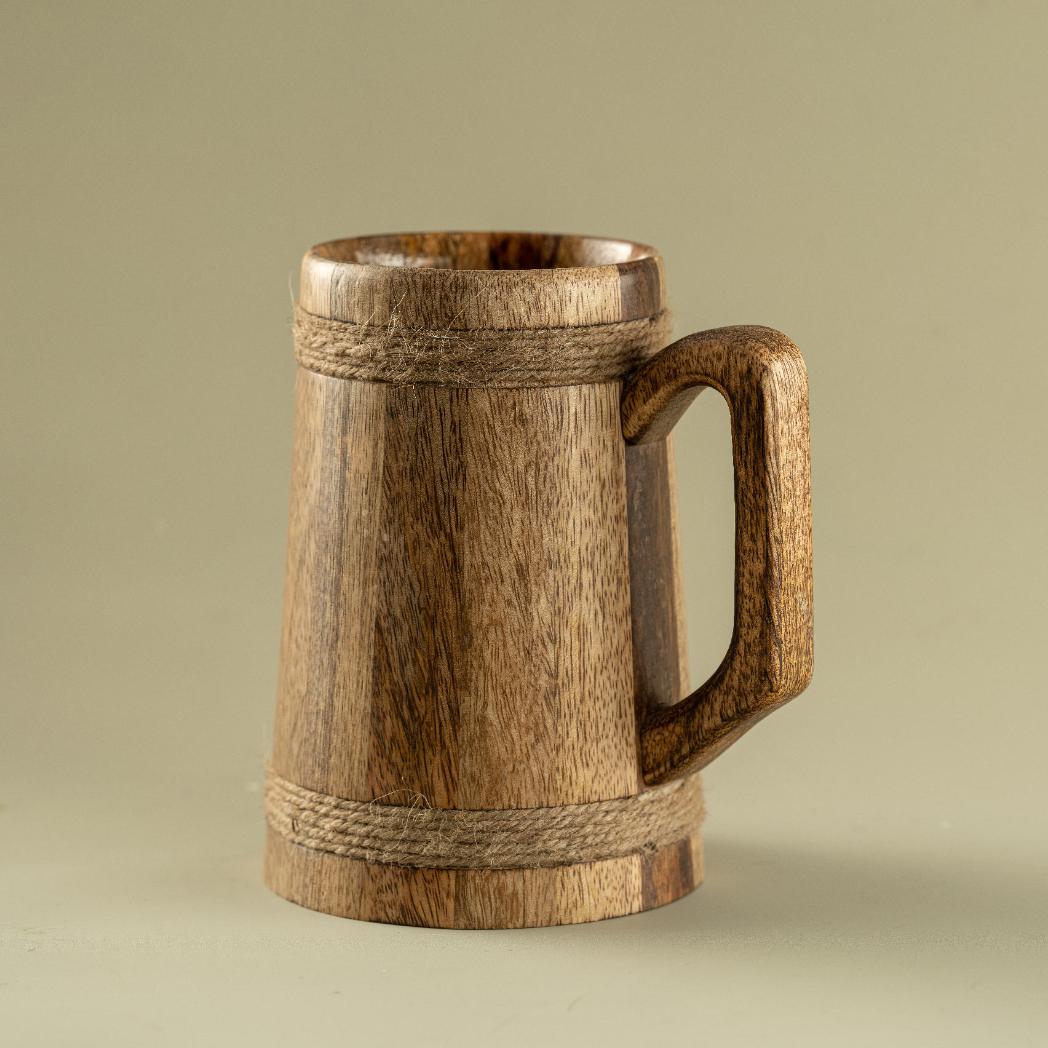 Araana Home Bulbul Wooden Beer Mug with Rope Detailing