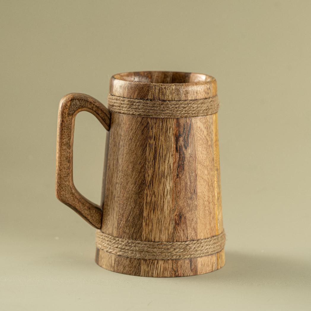 Araana Home Bulbul Wooden Beer Mug with Rope Detailing