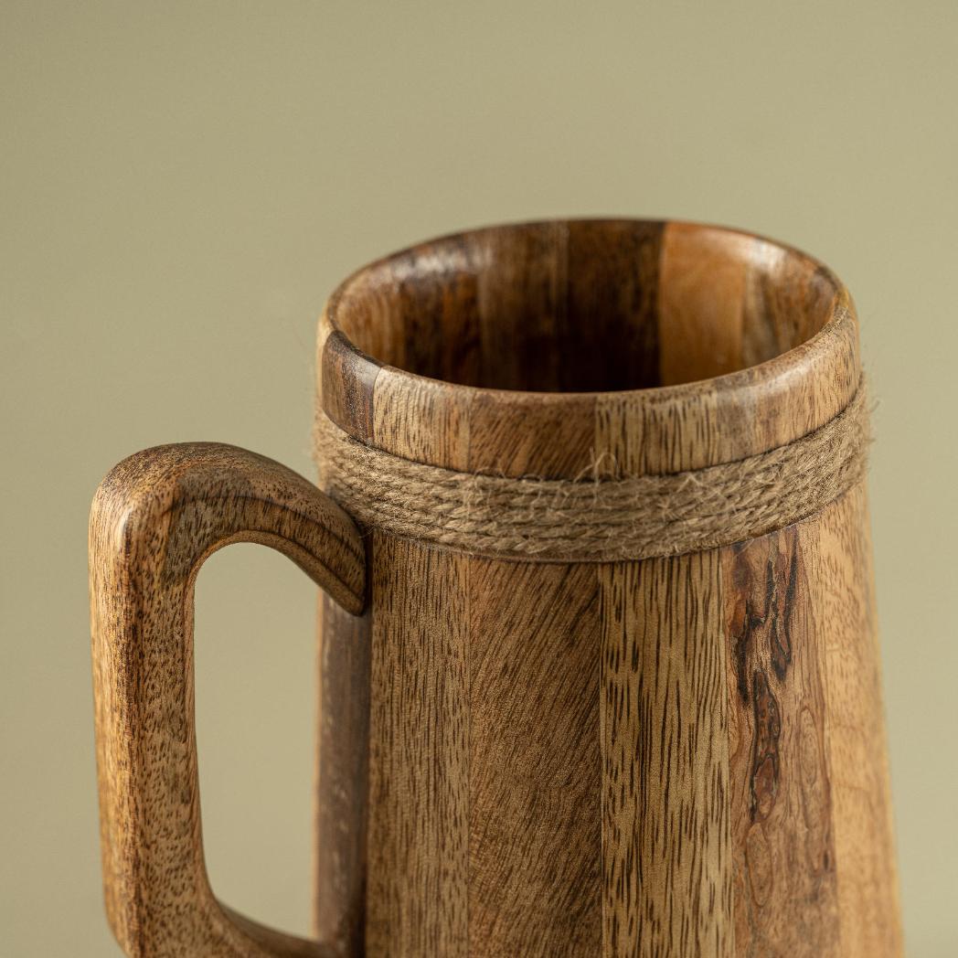 Araana Home Bulbul Wooden Beer Mug with Rope Detailing