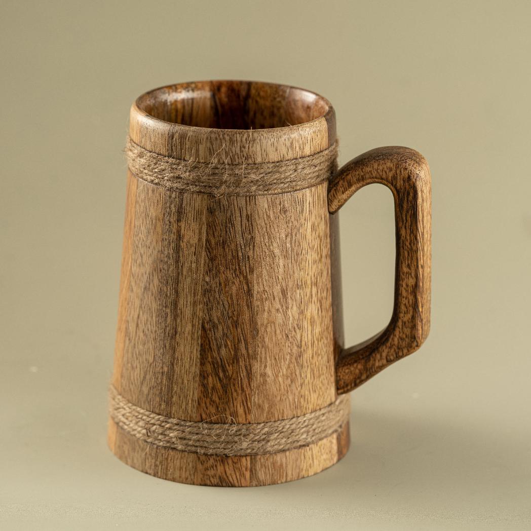 Araana Home Bulbul Wooden Beer Mug with Rope Detailing