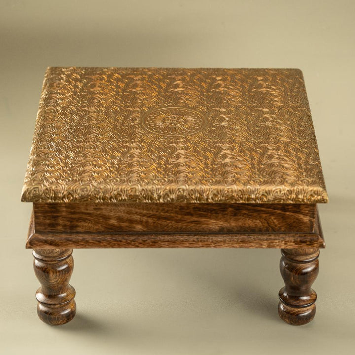 Araana Home Zar Low Height Stool With Golden Work on Top
