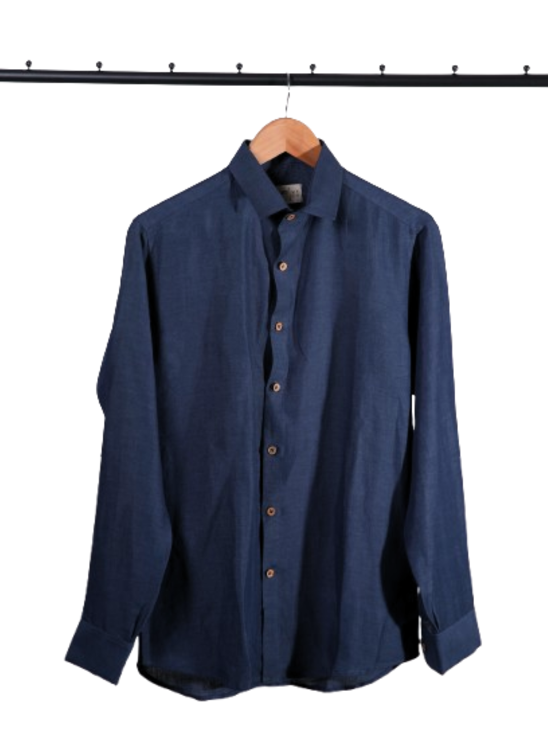 Bahem Men Blue Hemp-Lyocell Shirt