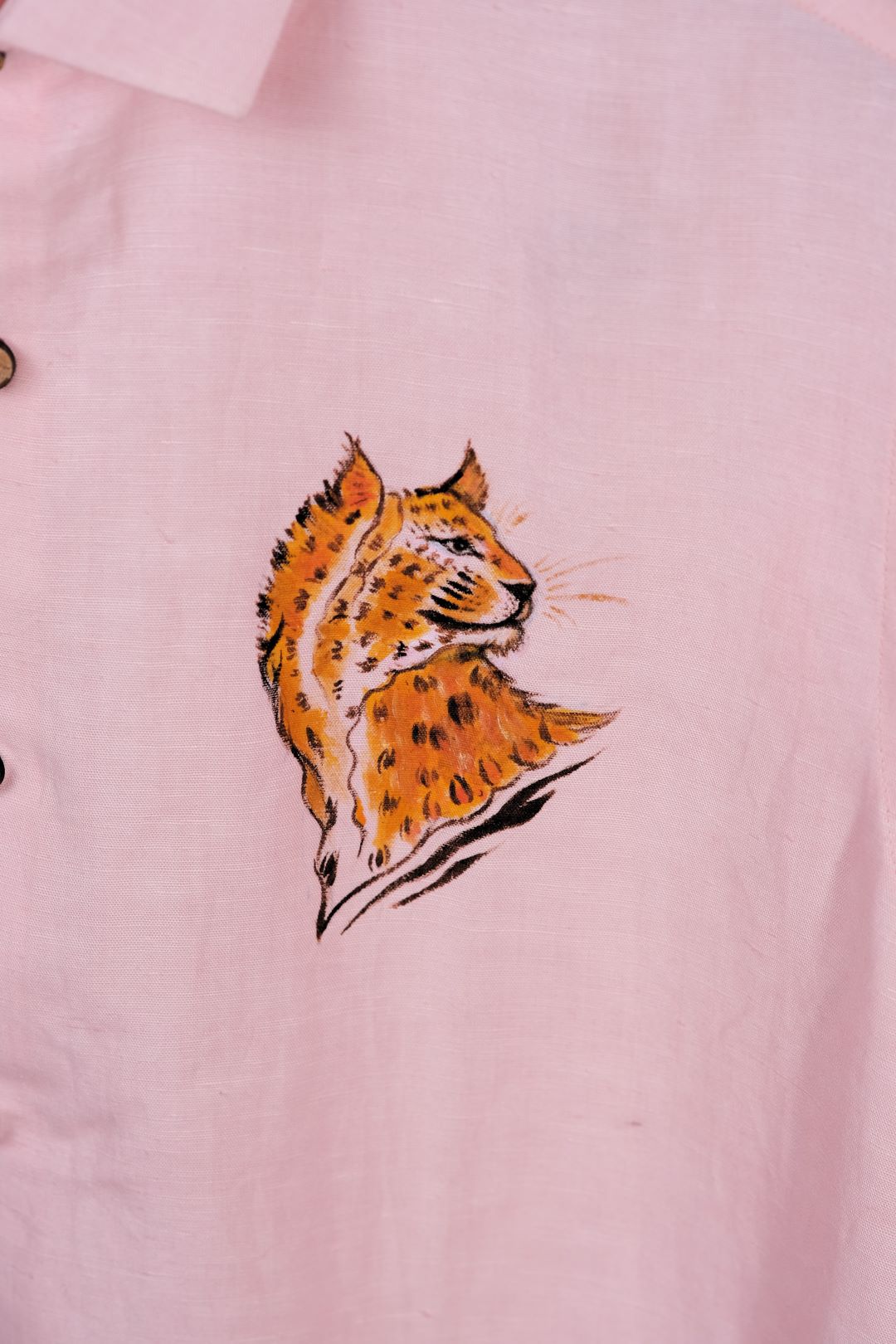 Bahem Men Pink Hemp-Lyocell Shirt - Hand Painted