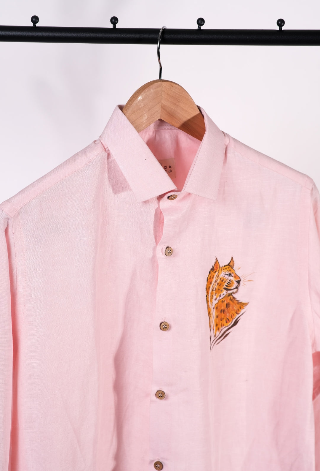 Bahem Men Pink Hemp-Lyocell Shirt - Hand Painted