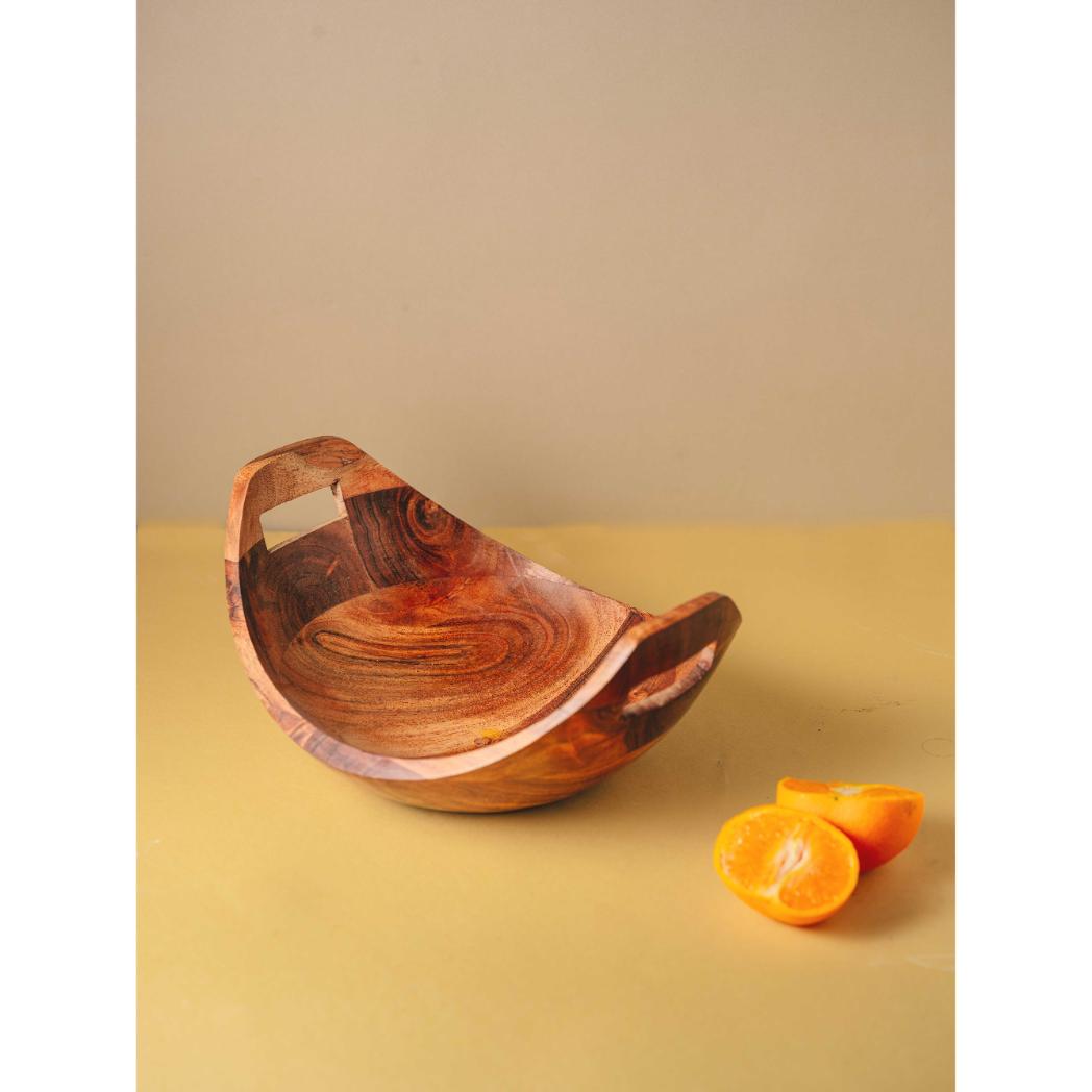 Araana Home Kashti Boat Shaped Wooden Fruit Bowl